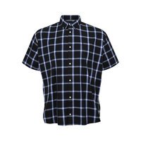 NORTH LATITUDE - Checked Cotton Shirt Extra Long Body Black