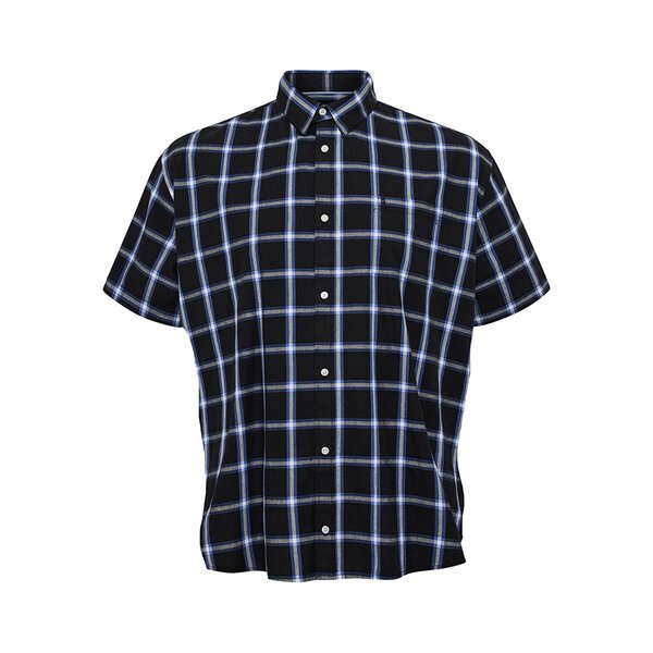 NORTH LATITUDE - Checked Cotton Shirt Extra Long Body Black-shop-by-brands-Beggs Big Mens Clothing - Big Men's fashionable clothing and shoes