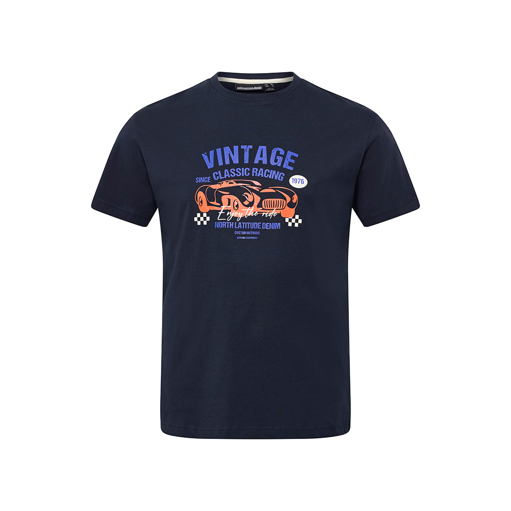 NORTH LATITUDE - Vintage Car Print Tee Navy