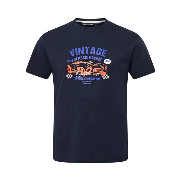 NORTH LATITUDE - Vintage Car Print Tee Navy-shop-by-brands-Beggs Big Mens Clothing - Big Men's fashionable clothing and shoes