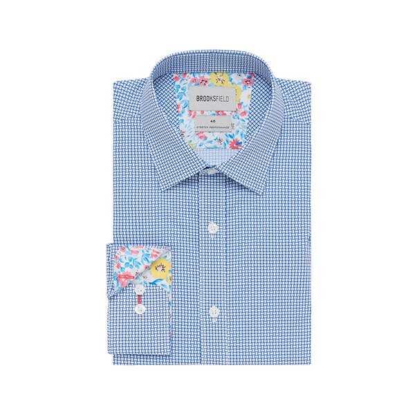 BROOKSFIELD - Stretch Cotton Crosshatch Pattern Blue-shop-by-brands-Beggs Big Mens Clothing - Big Men's fashionable clothing and shoes