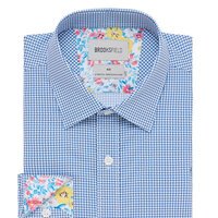 BROOKSFIELD - Stretch Cotton Crosshatch Pattern Blue