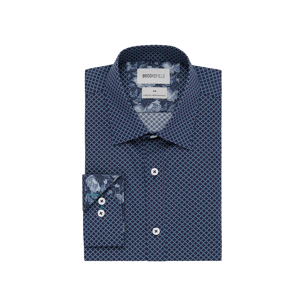 BROOKSFIELD - Stretch Cotton Diamond Pattern Navy