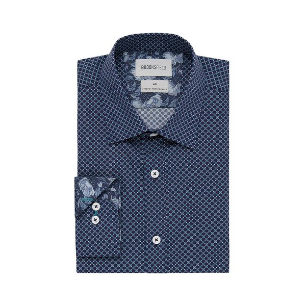 BROOKSFIELD - Stretch Cotton Diamond Pattern Navy-shop-by-brands-Beggs Big Mens Clothing - Big Men's fashionable clothing and shoes