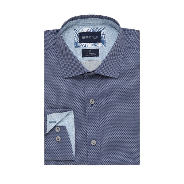 BROOKSFIELD - Luxe Cotton Small Geo Pattern Grey-shop-by-brands-Beggs Big Mens Clothing - Big Men's fashionable clothing and shoes