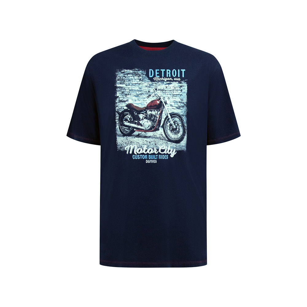 D555 - Detroit Motor Bike Print Tee
