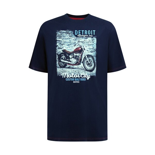 D555 - Detroit Motor Bike Print Tee-shop-by-brands-Beggs Big Mens Clothing - Big Men's fashionable clothing and shoes