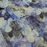 BERLIN - Linen Clover Print SS Shirt Blue Green