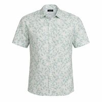 BERLIN - Linen Faded Leaf Print SS Shirt Green