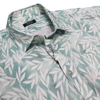 BERLIN - Linen Faded Leaf Print SS Shirt Green