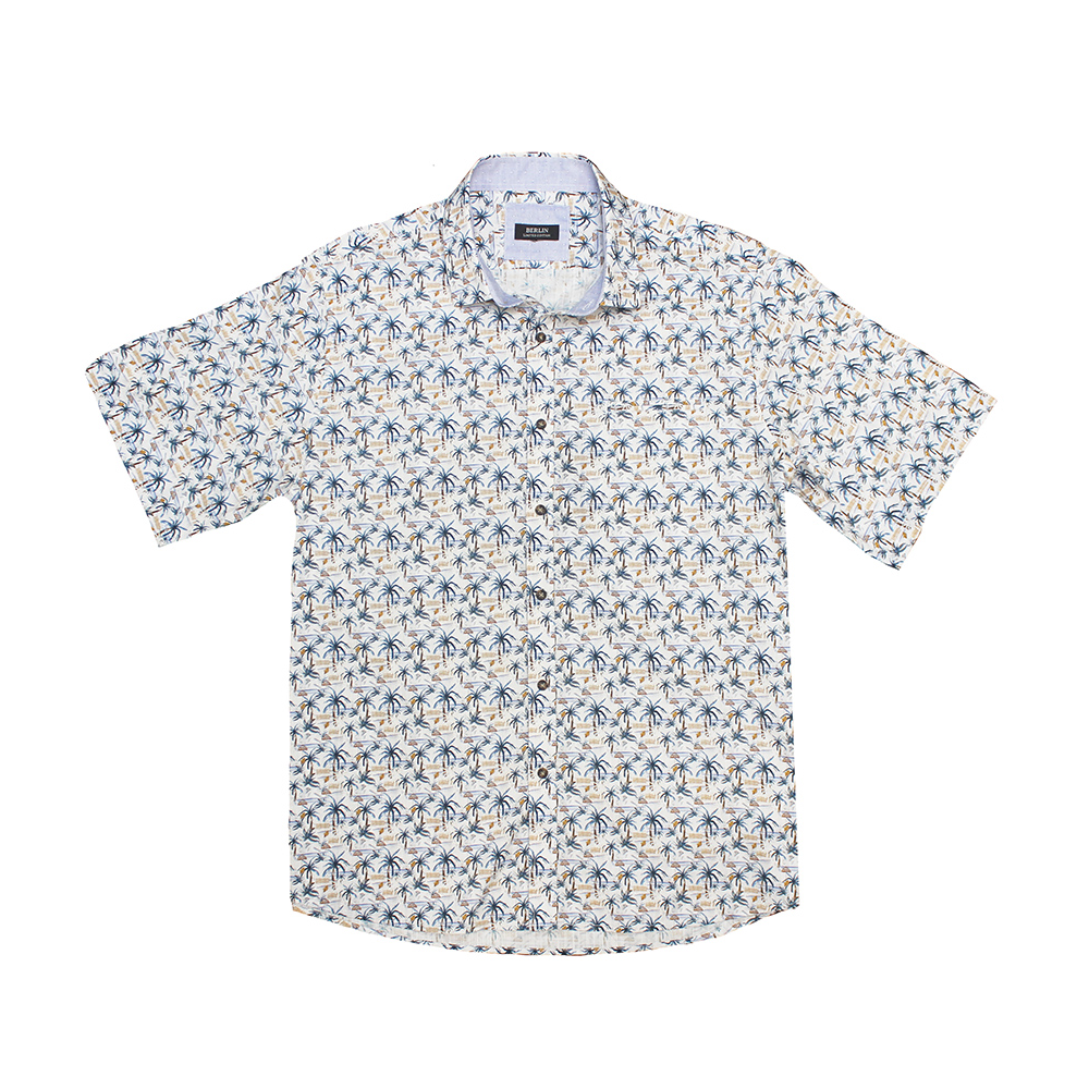 BERLIN - Linen Palm Tree Print SS Shirt Multi