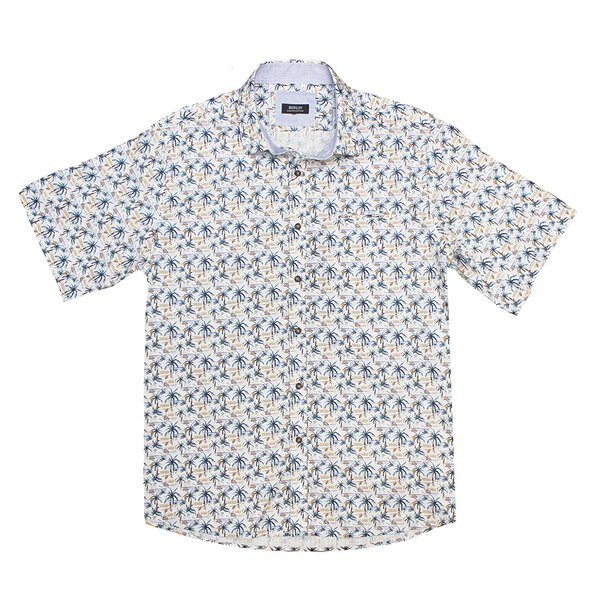 BERLIN - Linen Palm Tree Print SS Shirt Multi-shop-by-brands-Beggs Big Mens Clothing - Big Men's fashionable clothing and shoes
