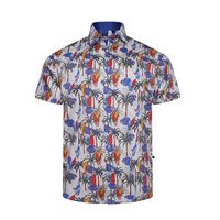 KAM - Palm Tree And Surf Boards SS Shirt White
