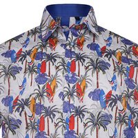 KAM - Palm Tree And Surf Boards SS Shirt White