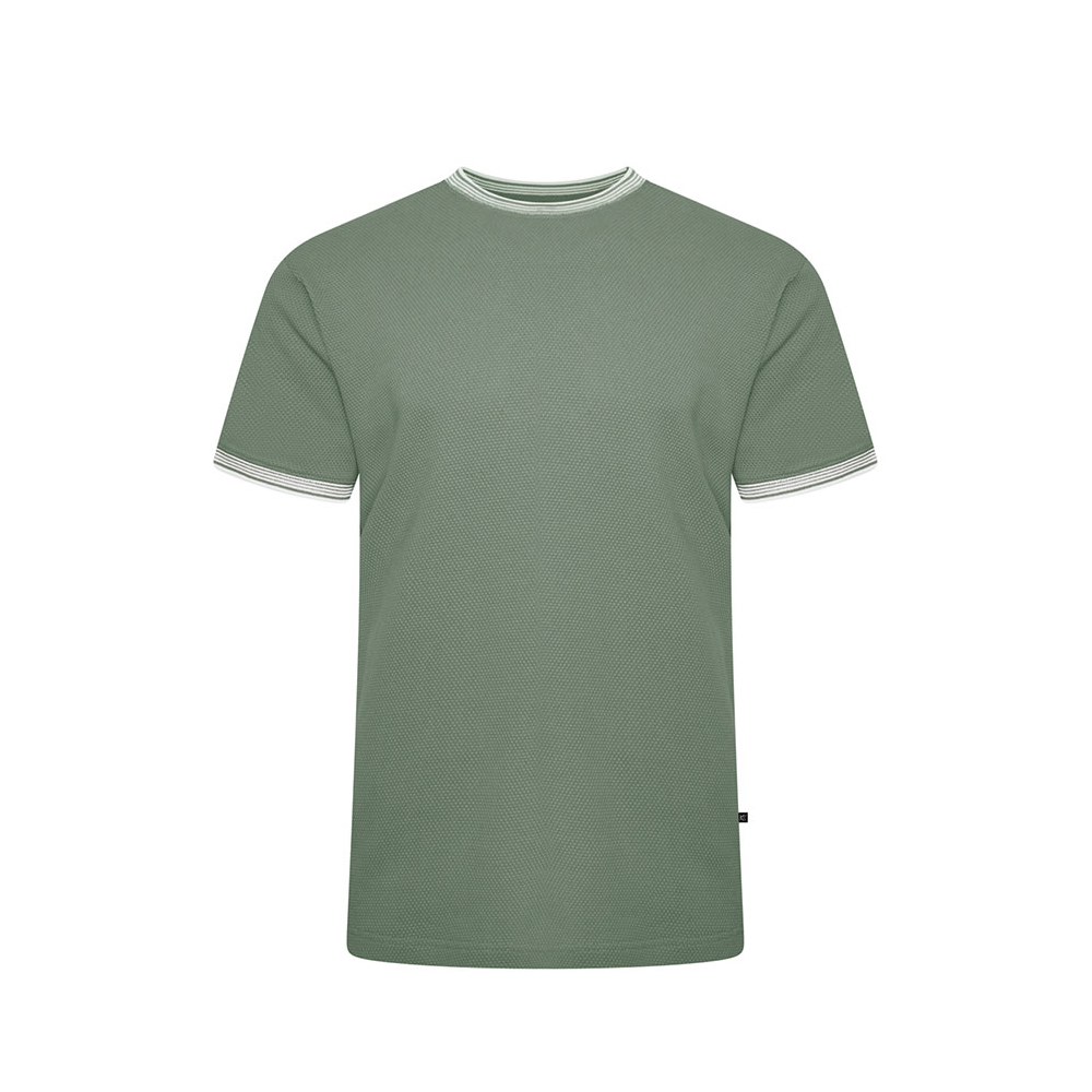 KAM - Textured Tee With Contrast Neck Green