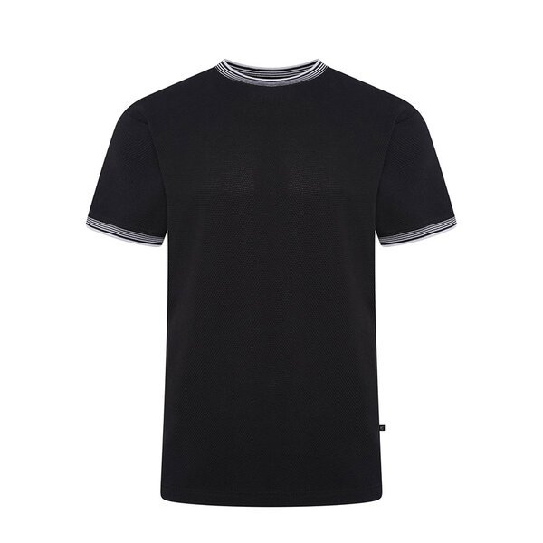 KAM - Textured Tee With Contrast Neck Black-shop-by-brands-Beggs Big Mens Clothing - Big Men's fashionable clothing and shoes