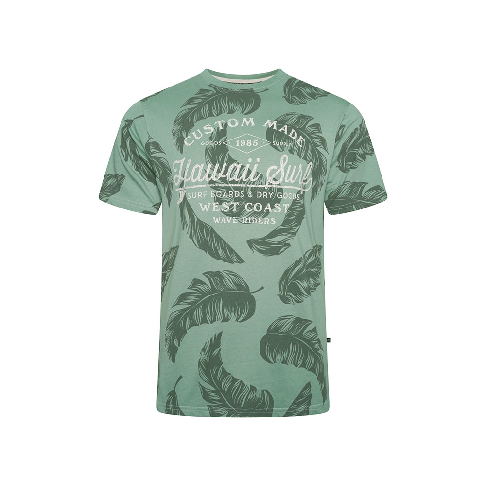KAM - Hawaii Surf Leaf Print Tee Sage