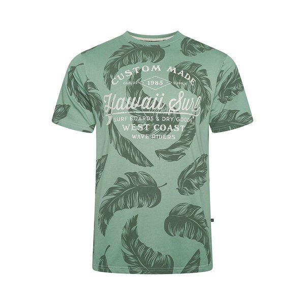 KAM - Hawaii Surf Leaf Print Tee Sage-shop-by-brands-Beggs Big Mens Clothing - Big Men's fashionable clothing and shoes