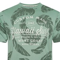 KAM - Hawaii Surf Leaf Print Tee Sage