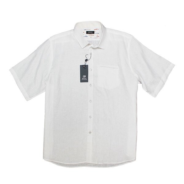 BERLIN - White Irish Linen SS Shirt-shop-by-brands-Beggs Big Mens Clothing - Big Men's fashionable clothing and shoes