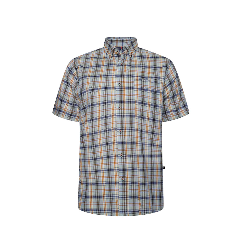 KAM - Check SS Cotton Shirt Sage