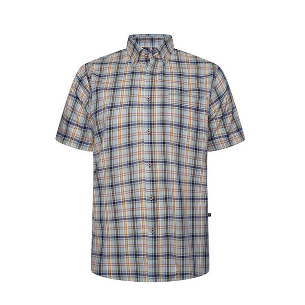 KAM - Check SS Cotton Shirt Sage-shop-by-brands-Beggs Big Mens Clothing - Big Men's fashionable clothing and shoes