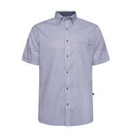 KAM - Geo Pattern Poly Cotton SS Shirt Blue