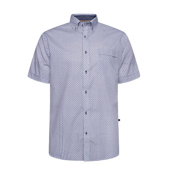 KAM - Geo Pattern Poly Cotton SS Shirt Blue-shop-by-brands-Beggs Big Mens Clothing - Big Men's fashionable clothing and shoes