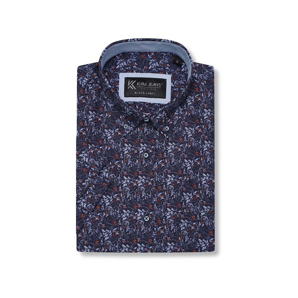 KAM - Floral Pattern Premium Cotton SS Shirt