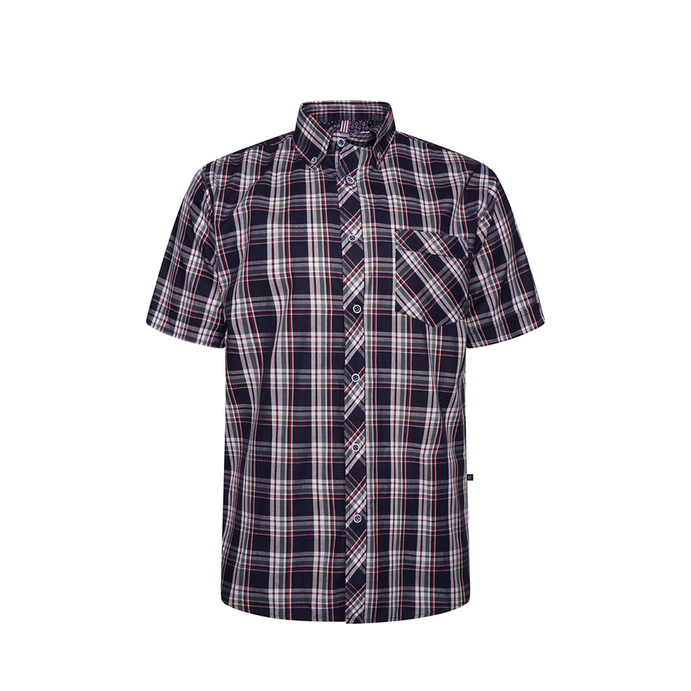 KAM - Classic Check Cotton SS Shirt Navy