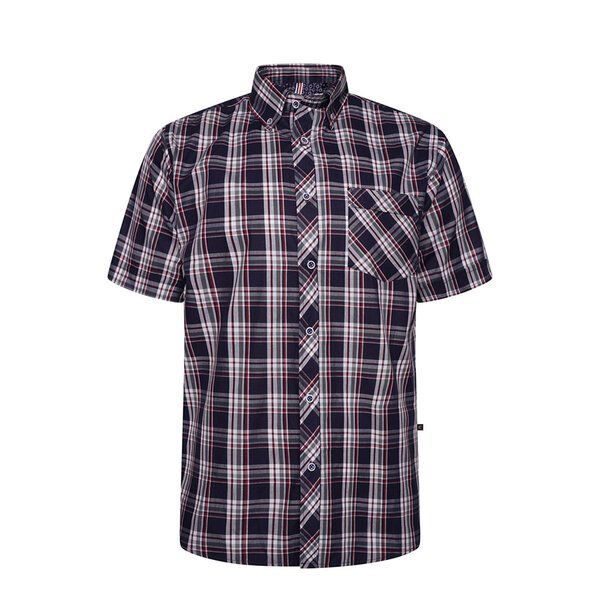 KAM - Classic Check Cotton SS Shirt Navy-shop-by-brands-Beggs Big Mens Clothing - Big Men's fashionable clothing and shoes