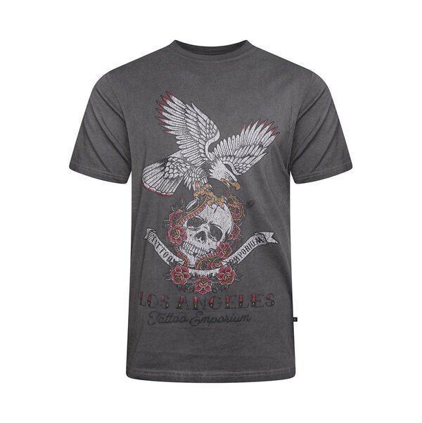 KAM - Skull and Eagle Tee Washed Black-shop-by-brands-Beggs Big Mens Clothing - Big Men's fashionable clothing and shoes
