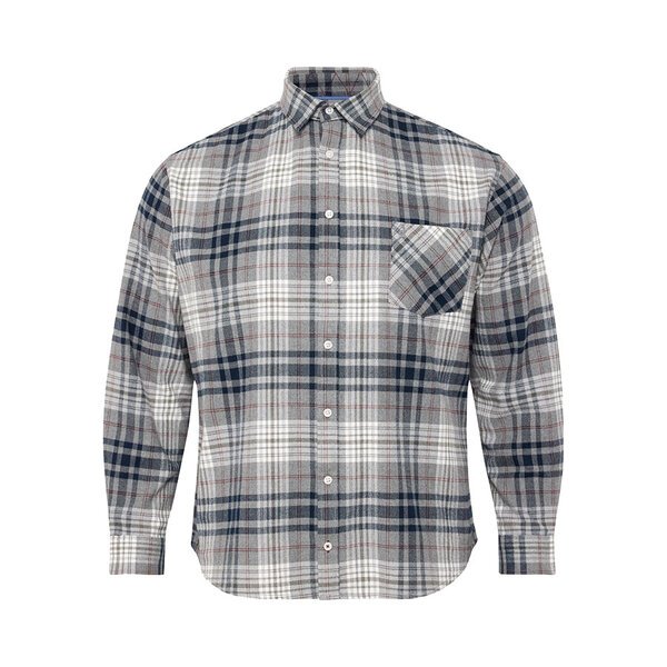 NORTH LATITUDE - Brushed Cotton Check Shirt Grey-shop-by-brands-Beggs Big Mens Clothing - Big Men's fashionable clothing and shoes