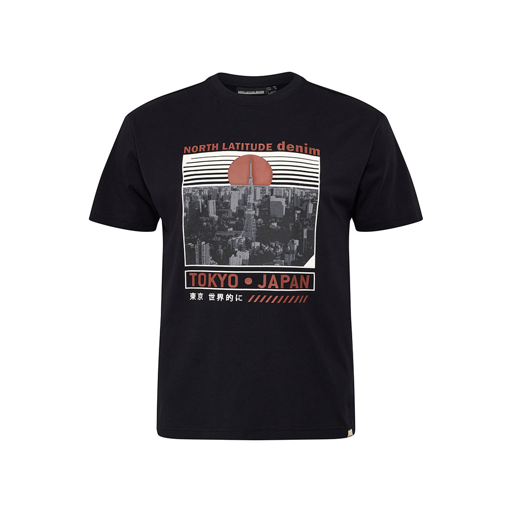 NORTH LATITUDE - Tokyo Large Print Tee Black
