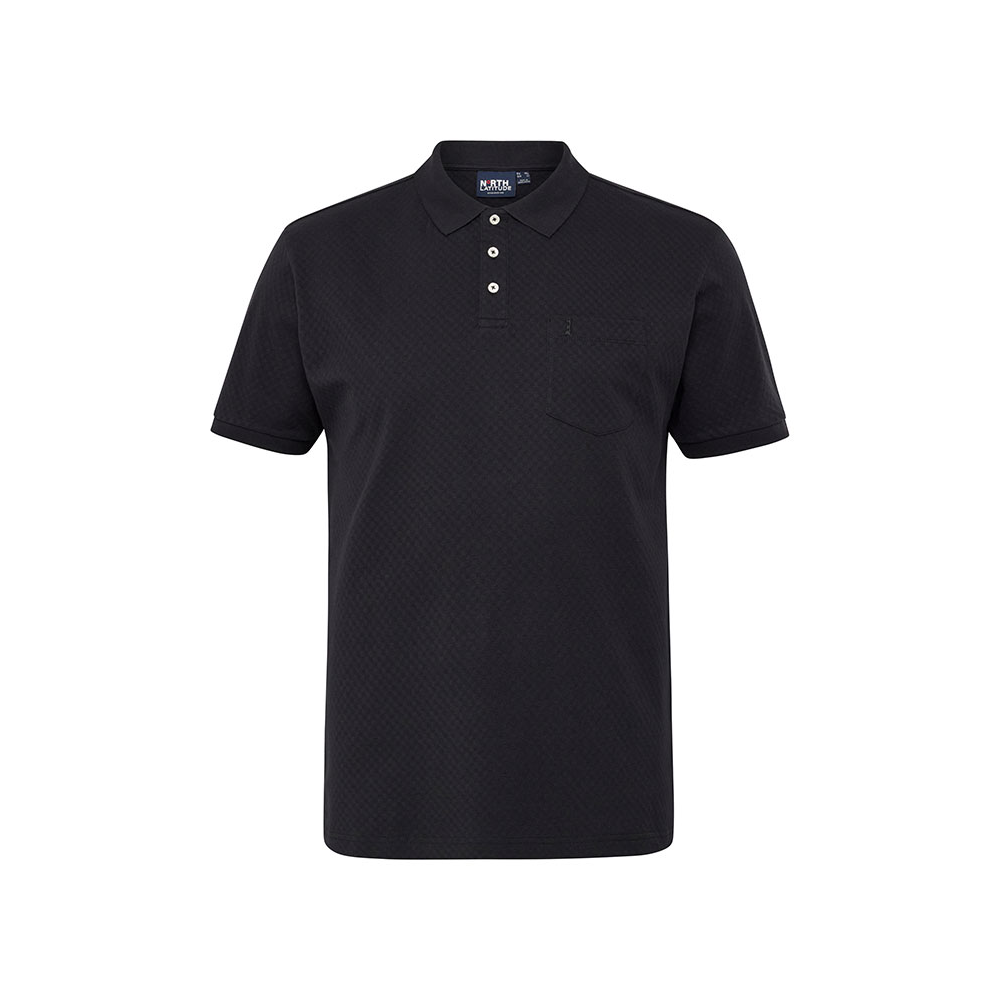 NORTH LATITUDE - Structured Textured Polo Black