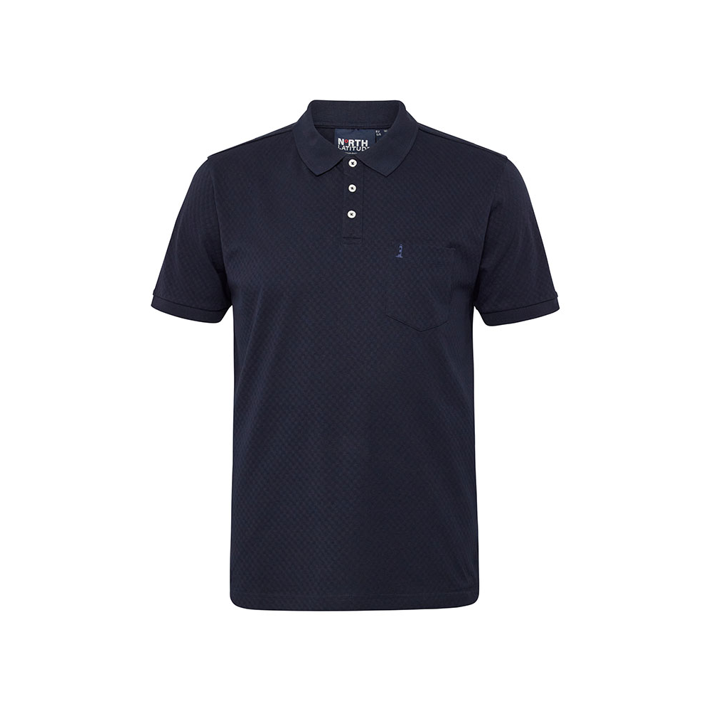 NORTH LATITUDE - Structured Textured Polo Night Sky
