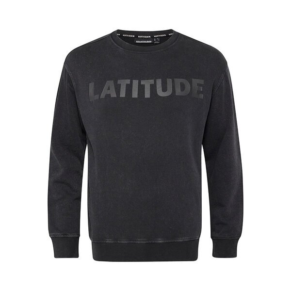 NORTH LATITUDE - Cotton Printed Crew Neck Sweater Black-shop-by-brands-Beggs Big Mens Clothing - Big Men's fashionable clothing and shoes