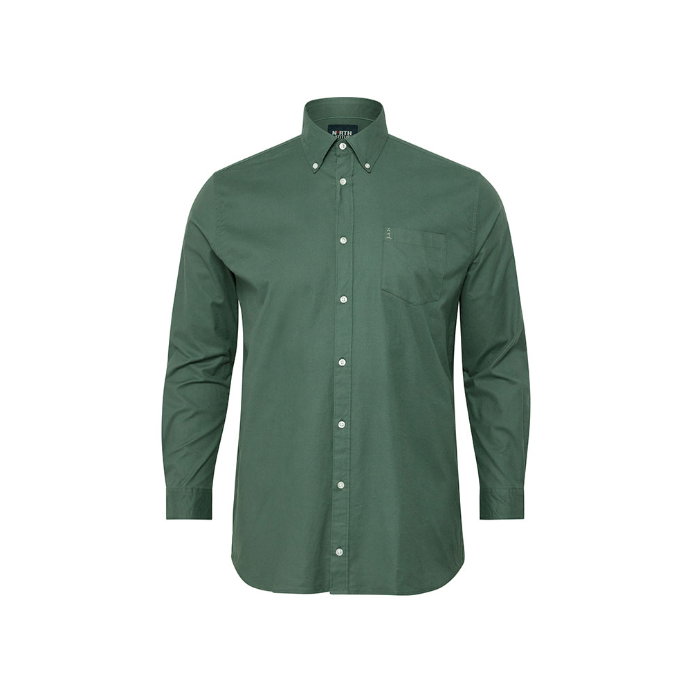 NORTH LATITUDE - Oxford Weave LS Stretch Shirt Green