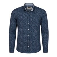 Berlin - Harrison Satin Long Sleeve Shirt Navy