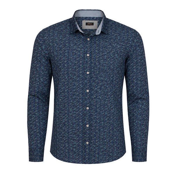 Berlin - Harrison Satin Long Sleeve Shirt Navy-shop-by-brands-Beggs Big Mens Clothing - Big Men's fashionable clothing and shoes
