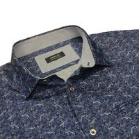 Berlin - Harrison Satin Long Sleeve Shirt Navy