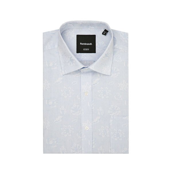 Rembrandt - Sinatra Light Blue Floral Jacquard Shirt-shop-by-brands-Beggs Big Mens Clothing - Big Men's fashionable clothing and shoes