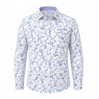 BERLIN - Chelsea Floral Long Sleeve Shirt White Blue