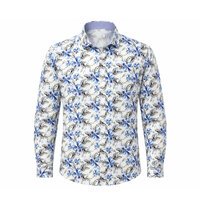 BERLIN - Seville Floral Long Sleeve Shirt White Blue