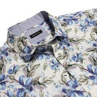BERLIN - Seville Floral Long Sleeve Shirt White Blue
