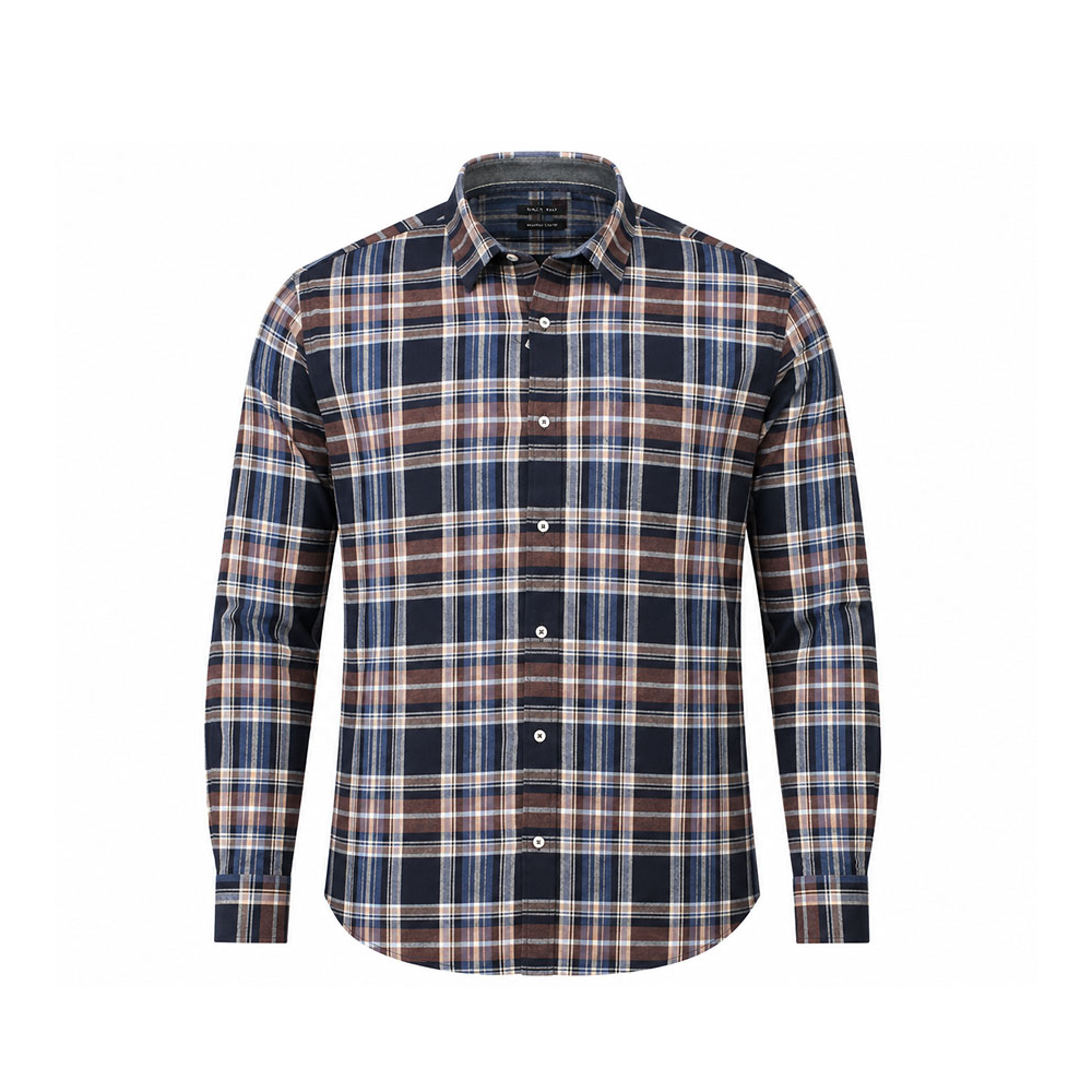 BACK BAY - Brushed Cotton Check Shirt LS Denim