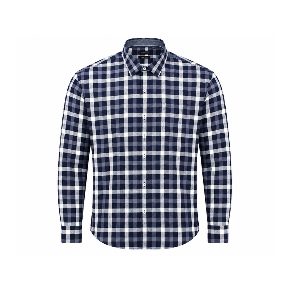 BACK BAY - Brushed Cotton Check Shirt LS Navy