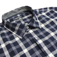 BACK BAY - Brushed Cotton Check Shirt LS Navy