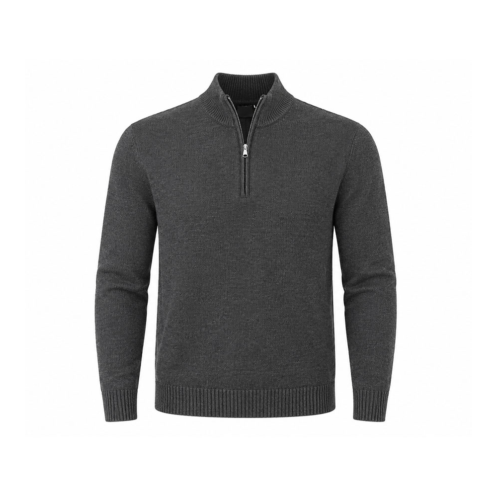 SILVERDALE - Quarter Zip  Pullover Jersey Charcoal