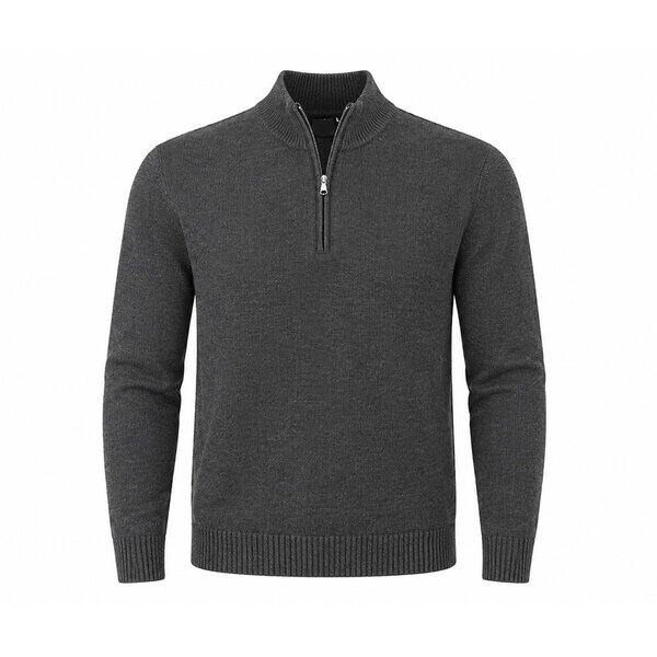 SILVERDALE - Quarter Zip  Pullover Jersey Charcoal-shop-by-brands-Beggs Big Mens Clothing - Big Men's fashionable clothing and shoes
